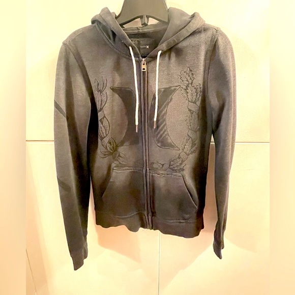 Hurley Black Fade Distressed Zip Up Hoody. Size XS - Picture 4 of 8